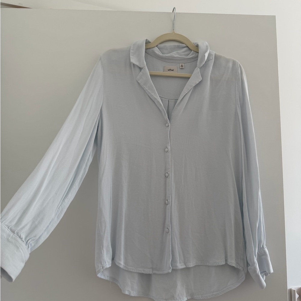 Wilfred (Aritzia) Light Blue Button-Up Blouse